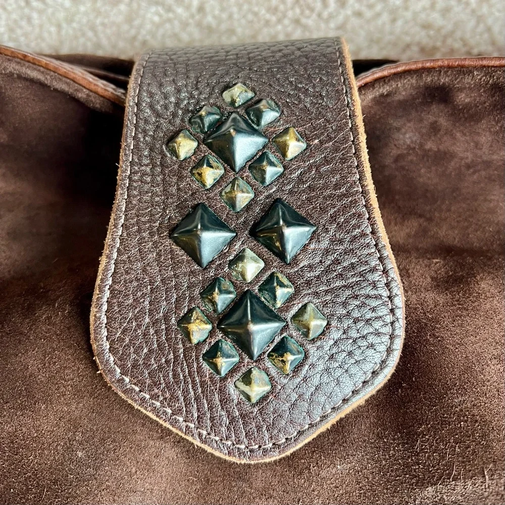Vintage Y2K Genuine Suede Studded Hobo Bag - Picture 3 of 14